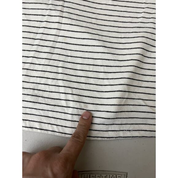 Coastal Minimalist Striped Henley Top L Parisian French Girl Scandi Capsule Y2K - Picture 10 of 14
